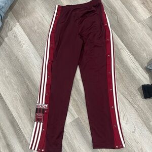 Adidas Burgundy Track Pants with Stripes